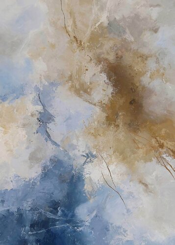 " Sensitive air " Blue and caramel abstract acrylic art di Yana Sagan, Pittura in vendita su Singulart