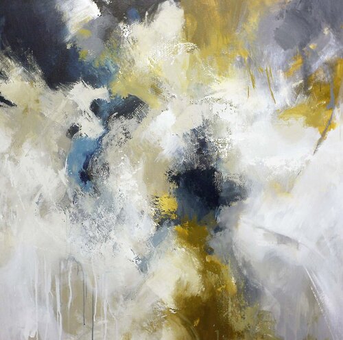 " Flight of fancy " Black white rust abstract acrylic wall art de Yana Sagan, Pintura a la venta en Singulart