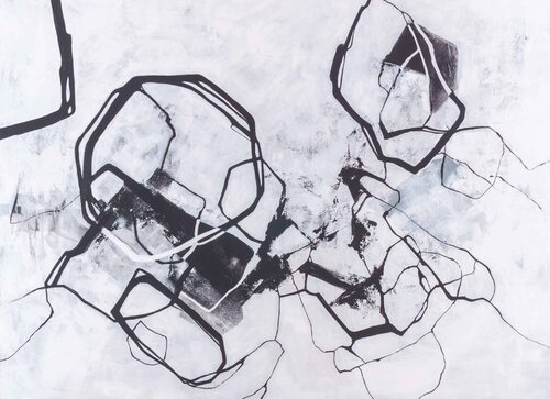 " Black and white " Black and white abstract acrylic art di Yana Sagan, Pittura in vendita su Singulart