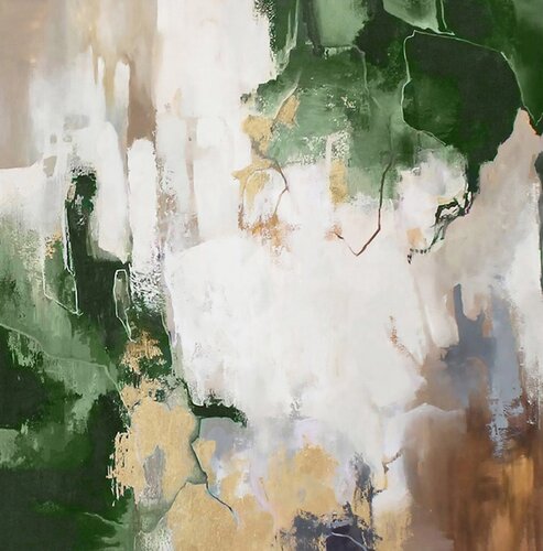 " Green Flood " Green and gold brown abstract acrylic art von Yana Sagan, Malerei kaufen auf Singulart
