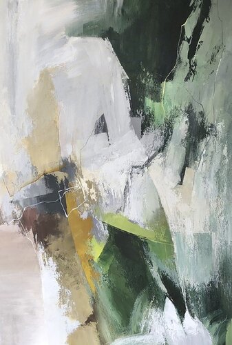 " Green Glory 5 " Dark green gray abstract acrylic art von Yana Sagan, Malerei kaufen auf Singulart