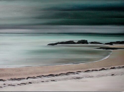 " Nord " Dark teal ocean oil landscape art van Yana Sagan, Schilderij te koop op Singulart
