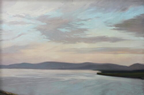 " Sea Surface " Grey beige sea oil art Yana Sagan