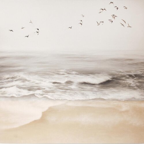 " Sea vibes " Beige sea oil landscape art by Yana Sagan, Painting for Sale on Singulart