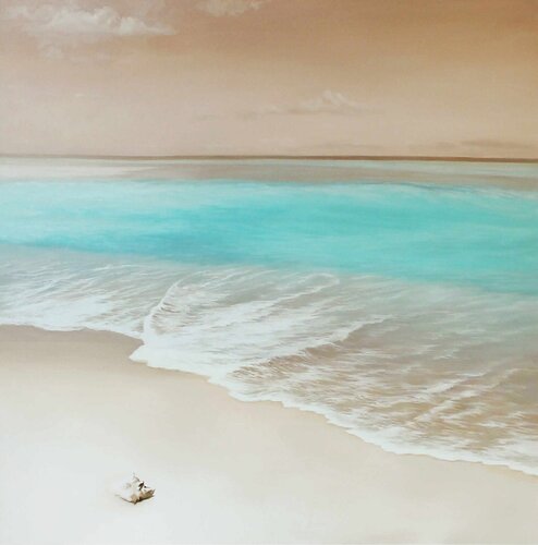 " Orange horizon " Seascape oil art van Yana Sagan, Schilderij te koop op Singulart