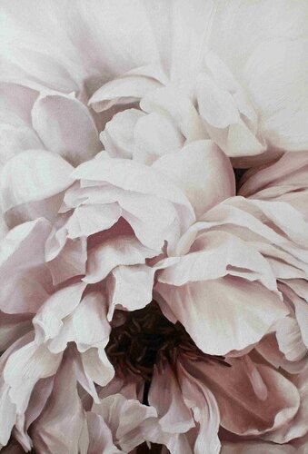 " Pink peonies " Pink white flower oil art di Yana Sagan, Pittura in vendita su Singulart