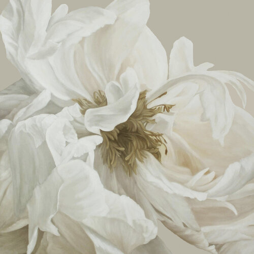 " Gray Silk Flowers 3 "  White peony oil canvas art von Yana Sagan, Malerei kaufen auf Singulart