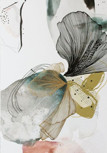 " Concord 4 " Abstract acrylic teal minimal art van Yana Sagan, Schilderij te koop op Singulart
