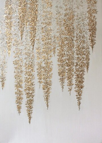 " Gray Wisteria " Gold wisteria abstract acrylic art van Yana Sagan, Schilderij te koop op Singulart