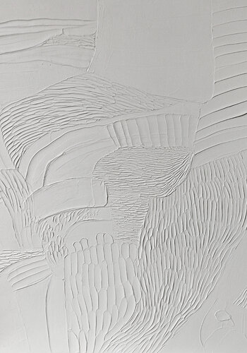 " Fluency 4 " White acrylic high textured abstract wall art by Yana Sagan, 油畫 for Sale on Singulart