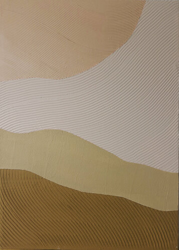 " Cream Field " Beige acrylic abstract high textured art von Yana Sagan, Malerei kaufen auf Singulart