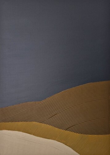" Hills " Abstract navy brown high textured acrylic art van Yana Sagan, Schilderij te koop op Singulart