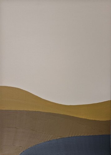 " Hills 2 "  High textured abstract brown navy acrylic art van Yana Sagan, Schilderij te koop op Singulart