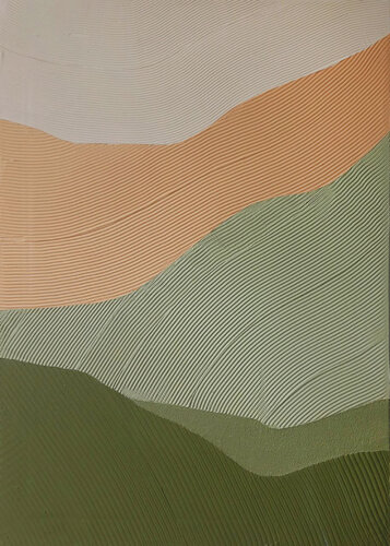 " Field 2 " Acrylic abstract green orange high textured art de Yana Sagan, Pintura a la venta en Singulart