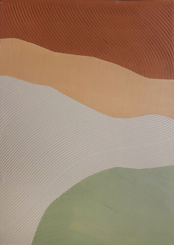 " Field " Green red orange acrylic abstract high textured art di Yana Sagan, Pittura in vendita su Singulart