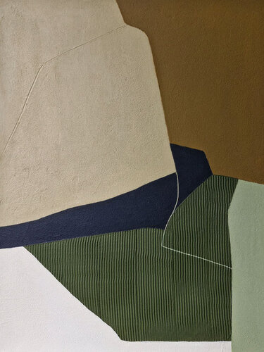 " Vista " Green brown navy acrylic abstract high textured art di Yana Sagan, Pittura in vendita su Singulart