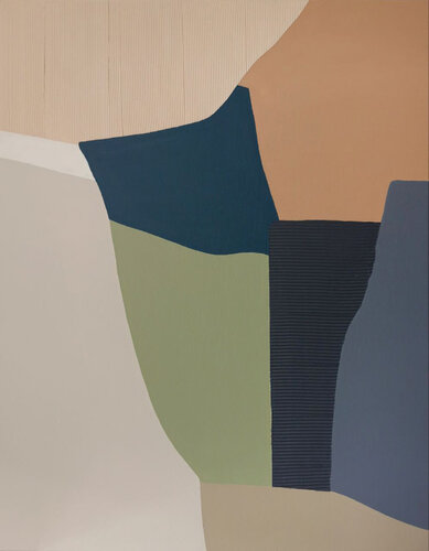 " Slope " Abstract blue orange green high textured acrylic art van Yana Sagan, Schilderij te koop op Singulart