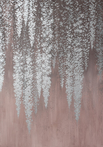 " Bronze wisteria " Abstract silver flower acrylic art van Yana Sagan, Schilderij te koop op Singulart