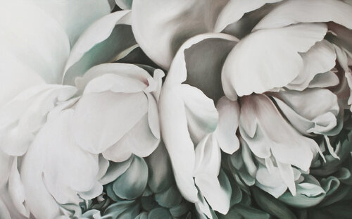 " Tender peonies 2 " Large white flower oil art by Yana Sagan, Painting for Sale on Singulart