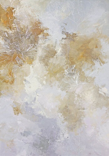 " Thinness " Abstract acrylic flower line art by Yana Sagan, 회화 for Sale on Singulart