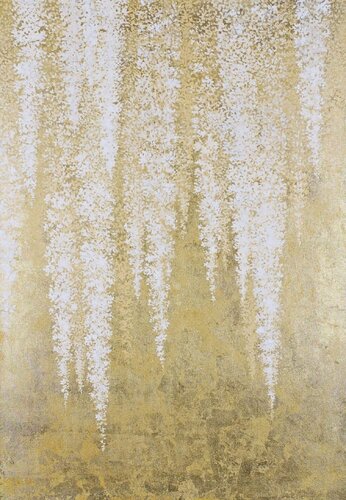 " White Wisteria 2 " Abstract white gold flower acrylic art van Yana Sagan, Schilderij te koop op Singulart