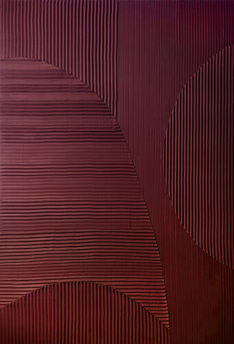 " Burgundy Field 5 " Burgundy acrylic high textured abstract art van Yana Sagan, Schilderij te koop op Singulart