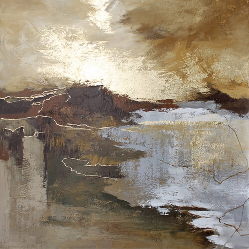 " Canyon 2 " Abstract acrylic brown beige and gold art Yana Sagan