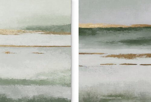 " Olive Placidity Set " Abstract sage green acrylic art set of 2 von Yana Sagan, Malerei kaufen auf Singulart
