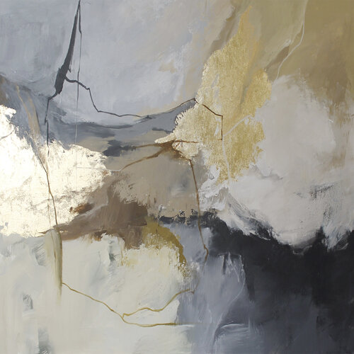 " Desert S " Beige gray and gold abstract acrylic art van Yana Sagan, Schilderij te koop op Singulart
