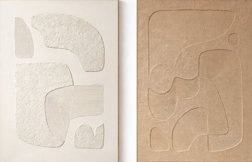 " Bay Set " Acrylic abstract beige and brown high textured wall art set of 2 by Yana Sagan, 油畫 for Sale on Singulart