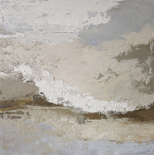 " Vella 2 " Blue gray acrylic abstract high textured art de Yana Sagan, Pintura a la venta en Singulart