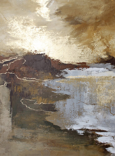 " Highland " Abstract acrylic brown beige and gold art van Yana Sagan, Schilderij te koop op Singulart
