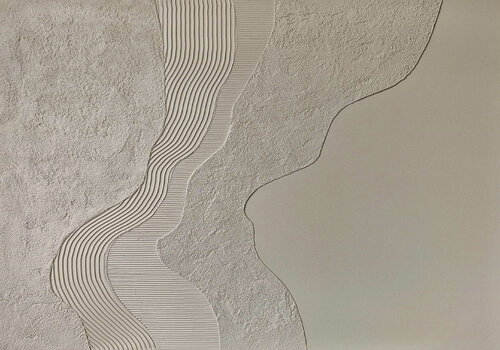 " Luara " Gray abstract high textured acrylic art Yana Sagan