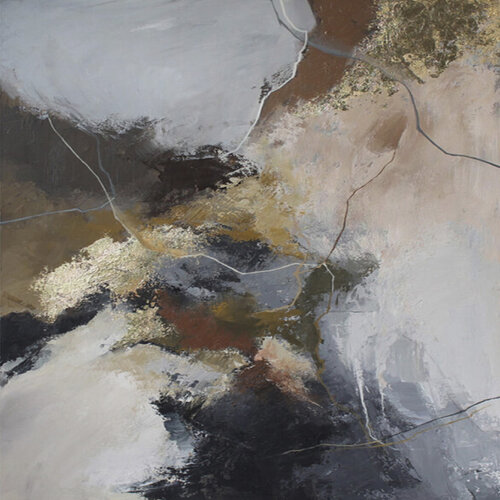 " Grit 2 " Brown gray gold abstract acrylic art di Yana Sagan, Pittura in vendita su Singulart