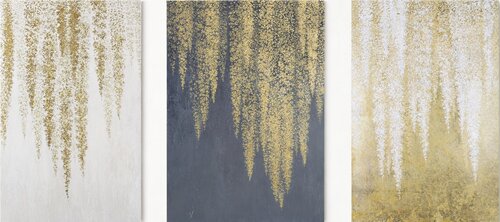 " White Wisteria set of 3 "  White and gold abstract acrylic art set of 3 van Yana Sagan, Schilderij te koop op Singulart