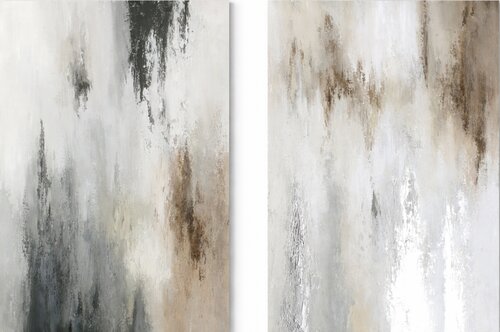 " Set Instant 3 " Set of 2 abstract gray brown acrylic art by Yana Sagan, 회화 for Sale on Singulart