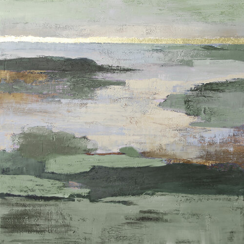 " Olive Estuary 3 " Abstract acrylic sage green gold art de Yana Sagan, Pintura a la venta en Singulart