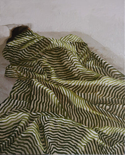 "Blanket" Girl wrapped in a warm blanket oil art van Yana Sagan, Schilderij te koop op Singulart