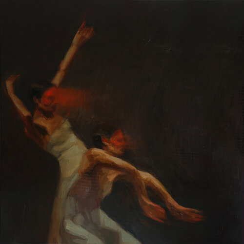 "Dance in the Dark" Deep dance of two women oil art par Yana Sagan, Peinture en vente sur Singulart