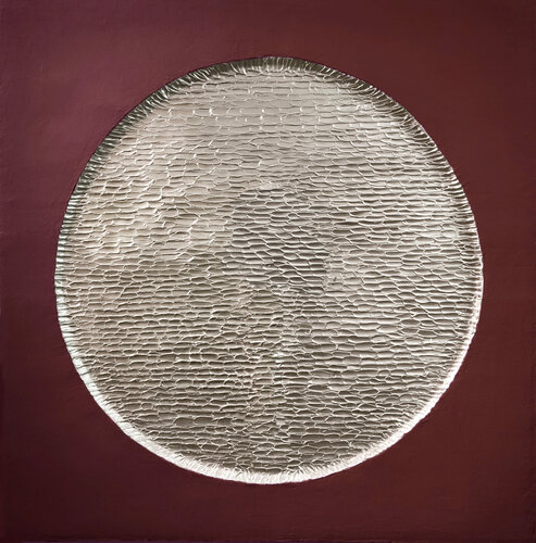 " Burgundy Mars " Burgundy silver abstract high textured acrylic art by Yana Sagan, 회화 for Sale on Singulart