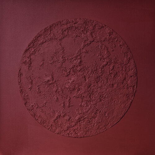 " Burgundy Moon" Burgundy abstract high textured acrylic art de Yana Sagan, Pintura a la venta en Singulart