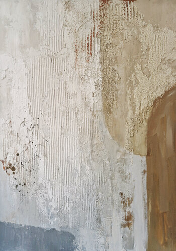 " Fjord 3 " Abstract blue brown cream high textured acrylic art van Yana Sagan, Schilderij te koop op Singulart