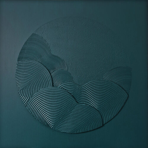 " Teal Waves " Abstract teal high textured acrylic art di Yana Sagan, Pittura in vendita su Singulart