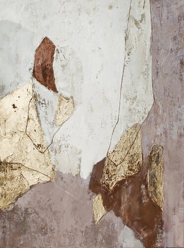 " Slate " Beige brown gold  abstract aclylic art van Yana Sagan, Schilderij te koop op Singulart
