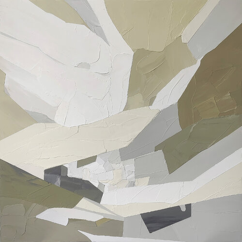 "Aura 3" Beige olive green abstract acrylic art by Yana Sagan, Painting for Sale on Singulart