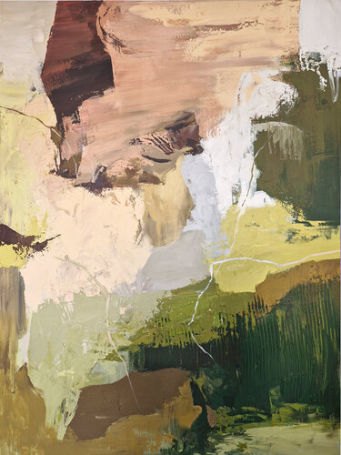 "Grace" Olive green brown abstract acrylic art by Yana Sagan, Painting for Sale on Singulart