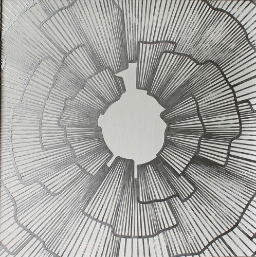 "Spark" High textured silver acrylic art Yana Sagan