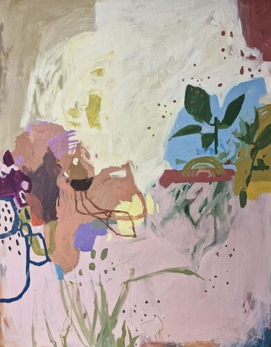 "Dreams 4" Abstract pink yellow blue  acrylic art di Yana Sagan, Pittura in vendita su Singulart
