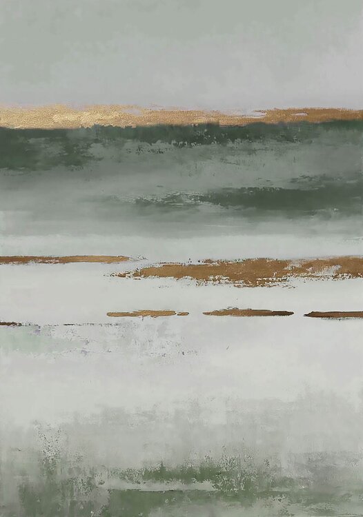 " Olive Placidity 2 "  Sage green abstract aclylic nature art Yana Sagan