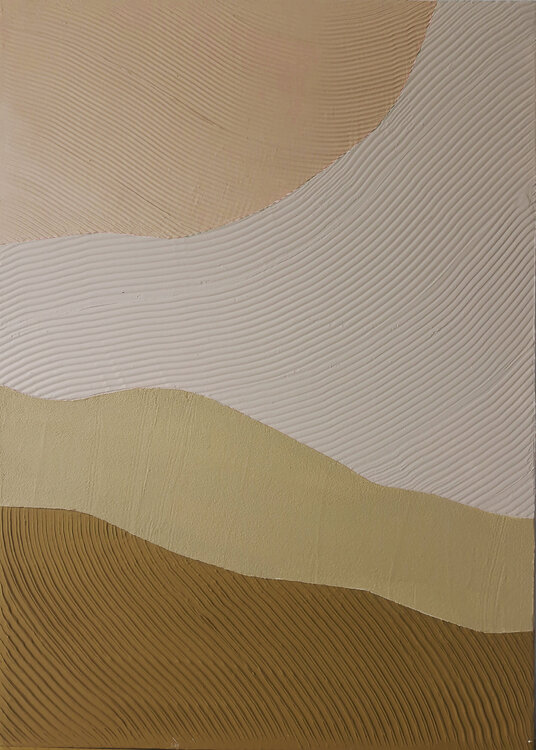" Cream Field " Beige acrylic abstract high textured art Yana Sagan
